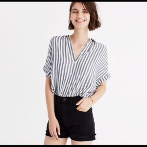 Madewell high-rise denim shorts in washed black